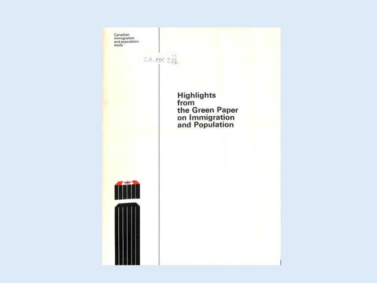 The 1975 Green Paper on Immigration and Population